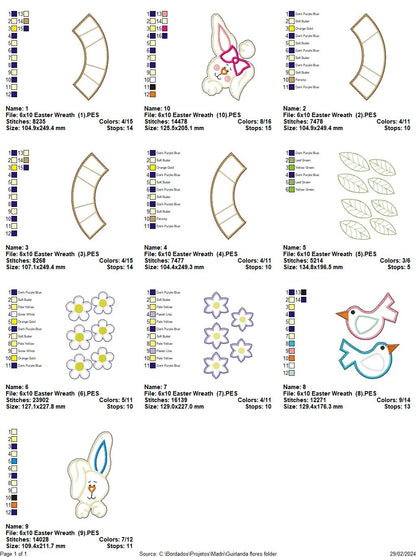 Flower garland with rabbits - ITH Project - Machine Embroidery Design