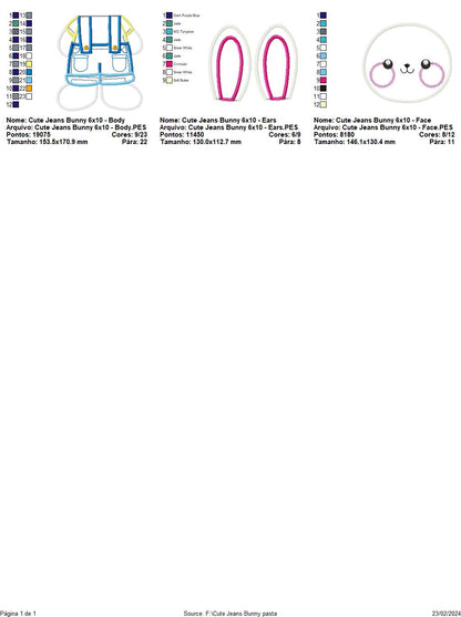 Easter Bunny Cute Jeans - ITH Project - Machine Embroidery Design