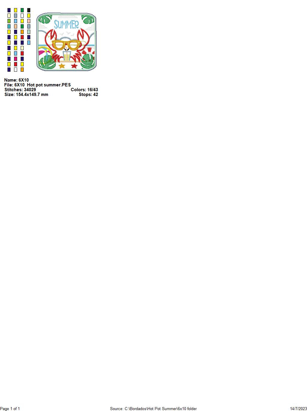 Stylish Crab Mug Rug - ITH Project - Machine Embroidery Design