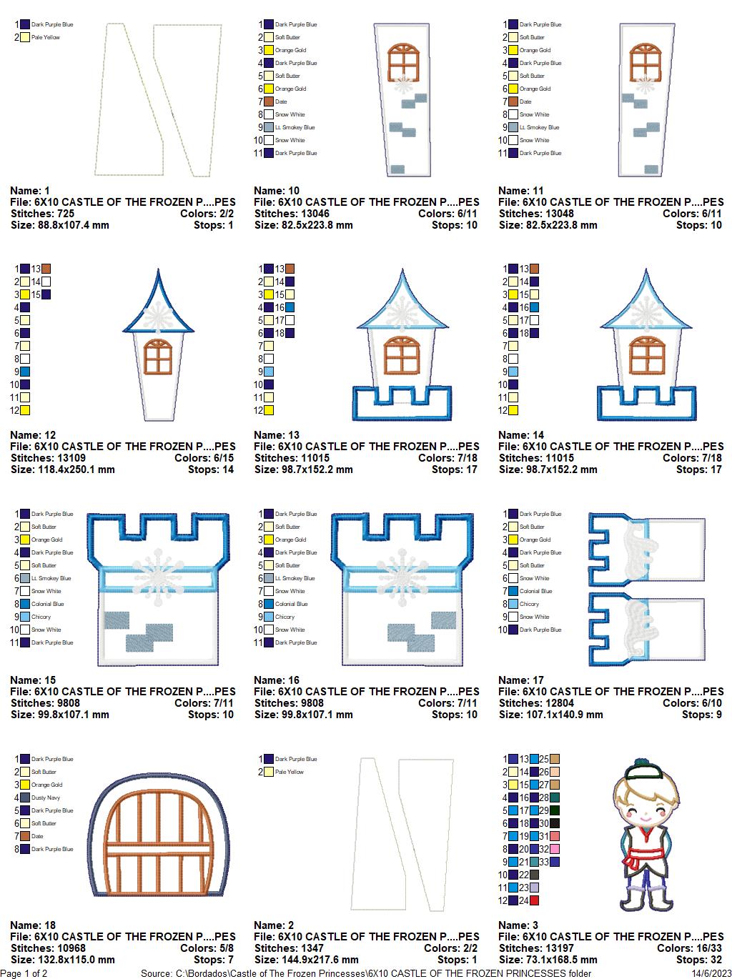 Castle of The Frozen Princesses - ITH Project - Machine Embroidery Design