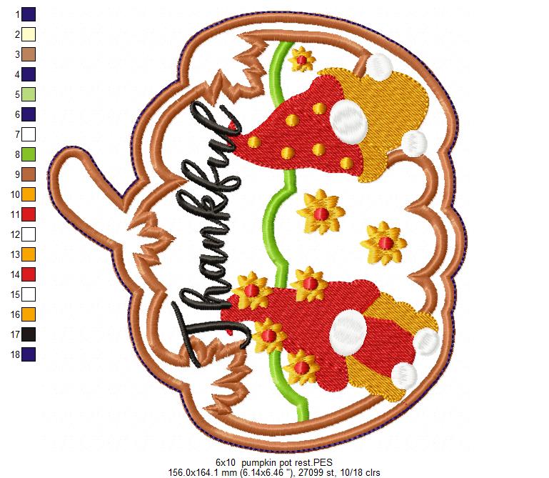 Pumpkin Pot Rest - ITH Project - Machine Embroidery Design