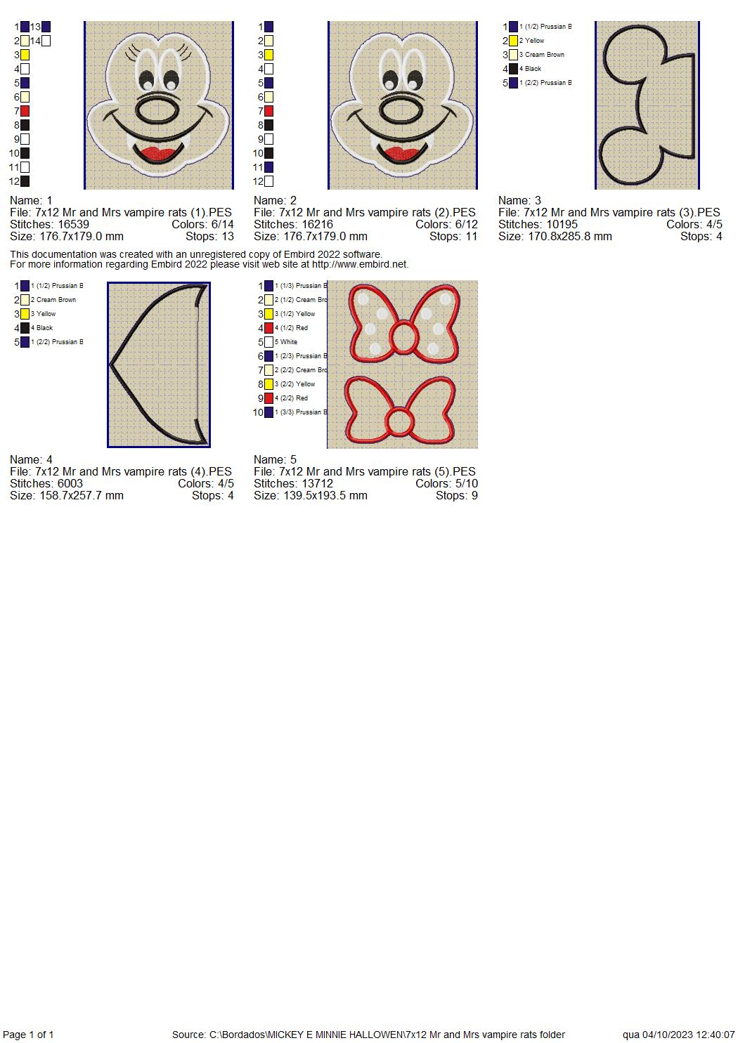 Mickey and Minnie Vampire - ITH Project - Machine Embroidery Design