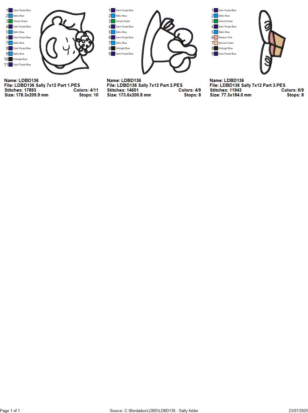 Sally – ITH Project – Machine Embroidery Design