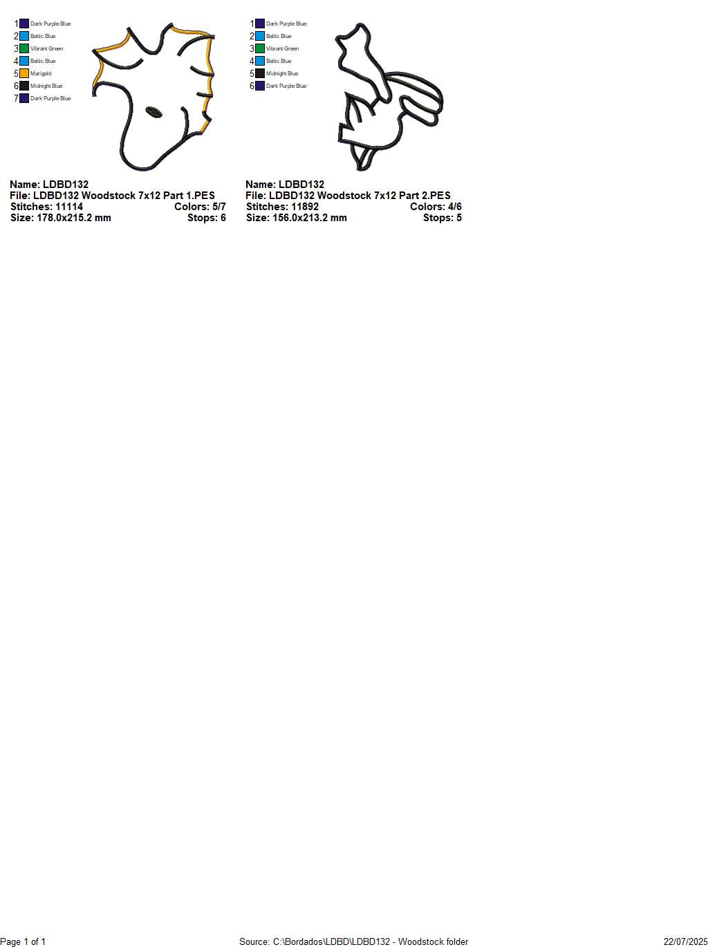 Woodstock Bird – ITH Project – Machine Embroidery Design