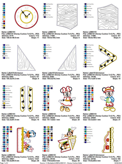 Mickey and Friends Cuckoo Clock – ITH Project – Machine Embroidery Design