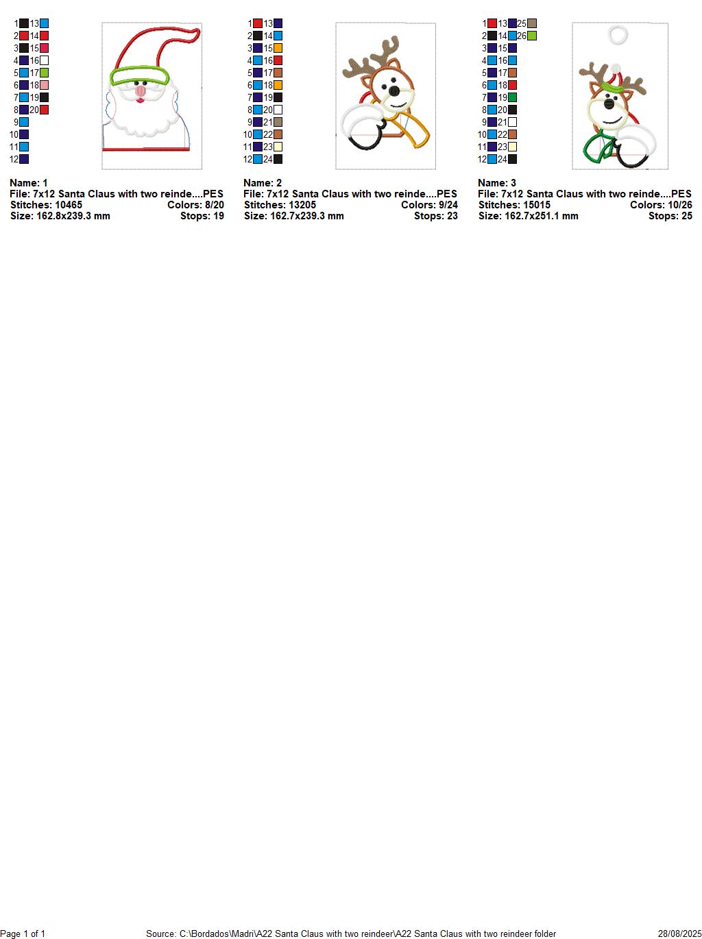 Santa Claus with Reindeers – ITH Project for Towels and Fabrics – Machine Embroidery Design 🎅🦌