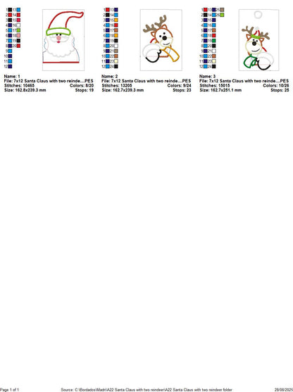 Santa Claus with Reindeers – ITH Project for Towels and Fabrics – Machine Embroidery Design 🎅🦌