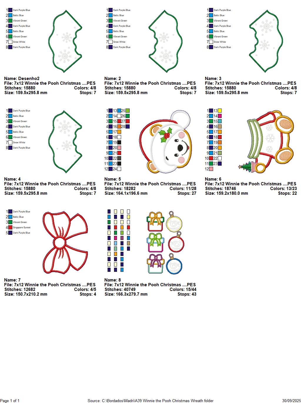 Christmas Bear Wreath – ITH Project – Machine Embroidery Design