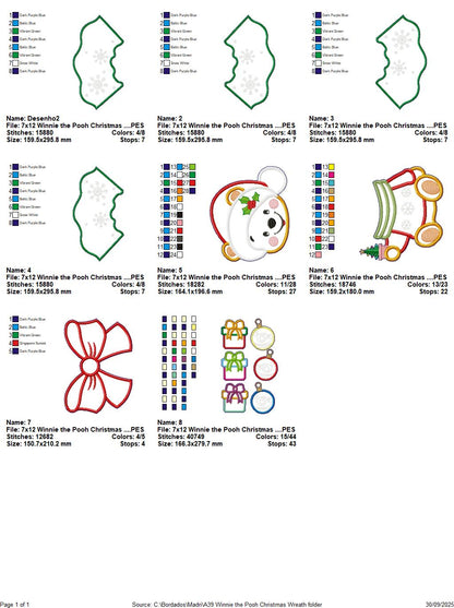 Christmas Bear Wreath – ITH Project – Machine Embroidery Design