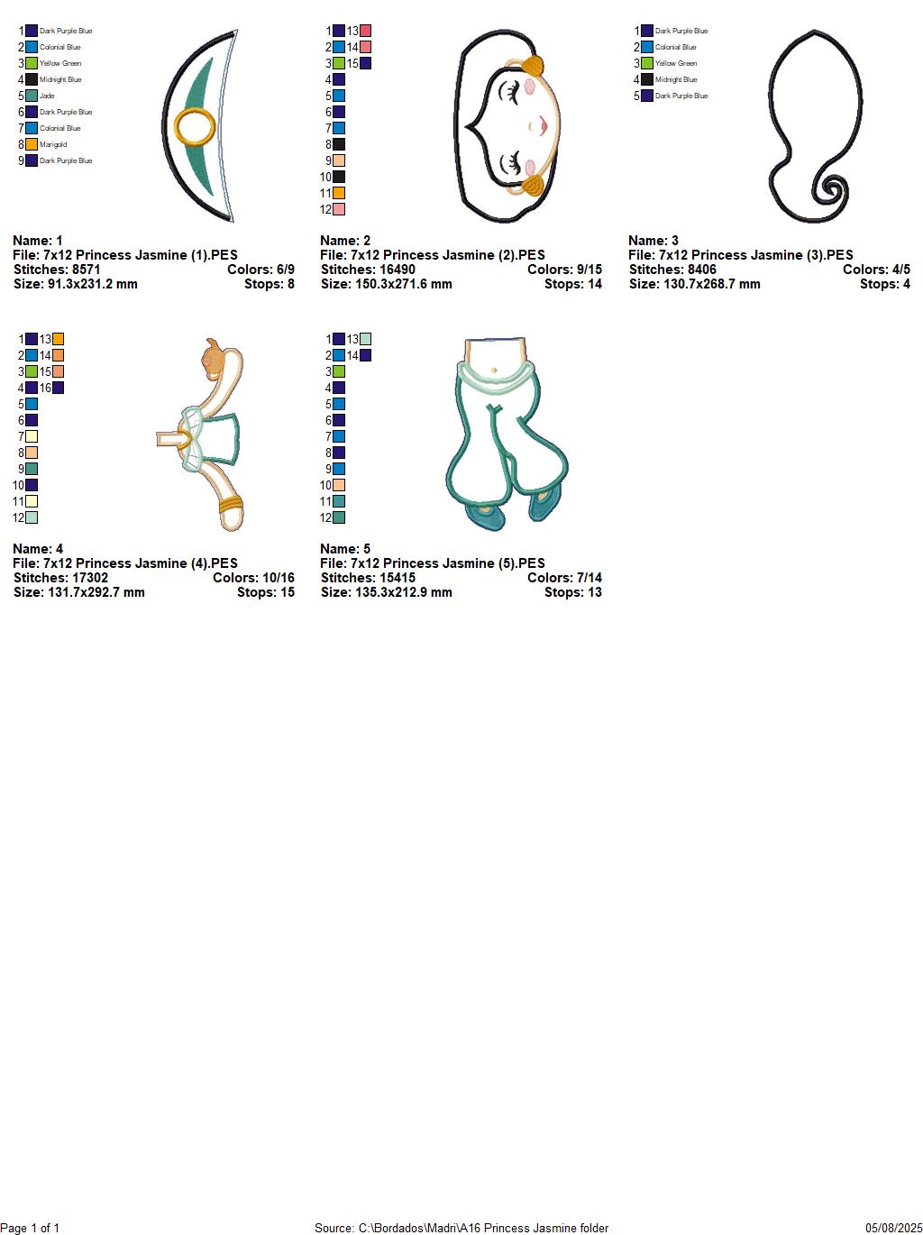 Princess Jasmine – ITH Project – Machine Embroidery Design