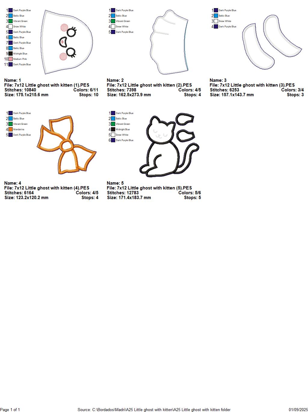 Little Ghost with Kitten – ITH Project – Machine Embroidery Design