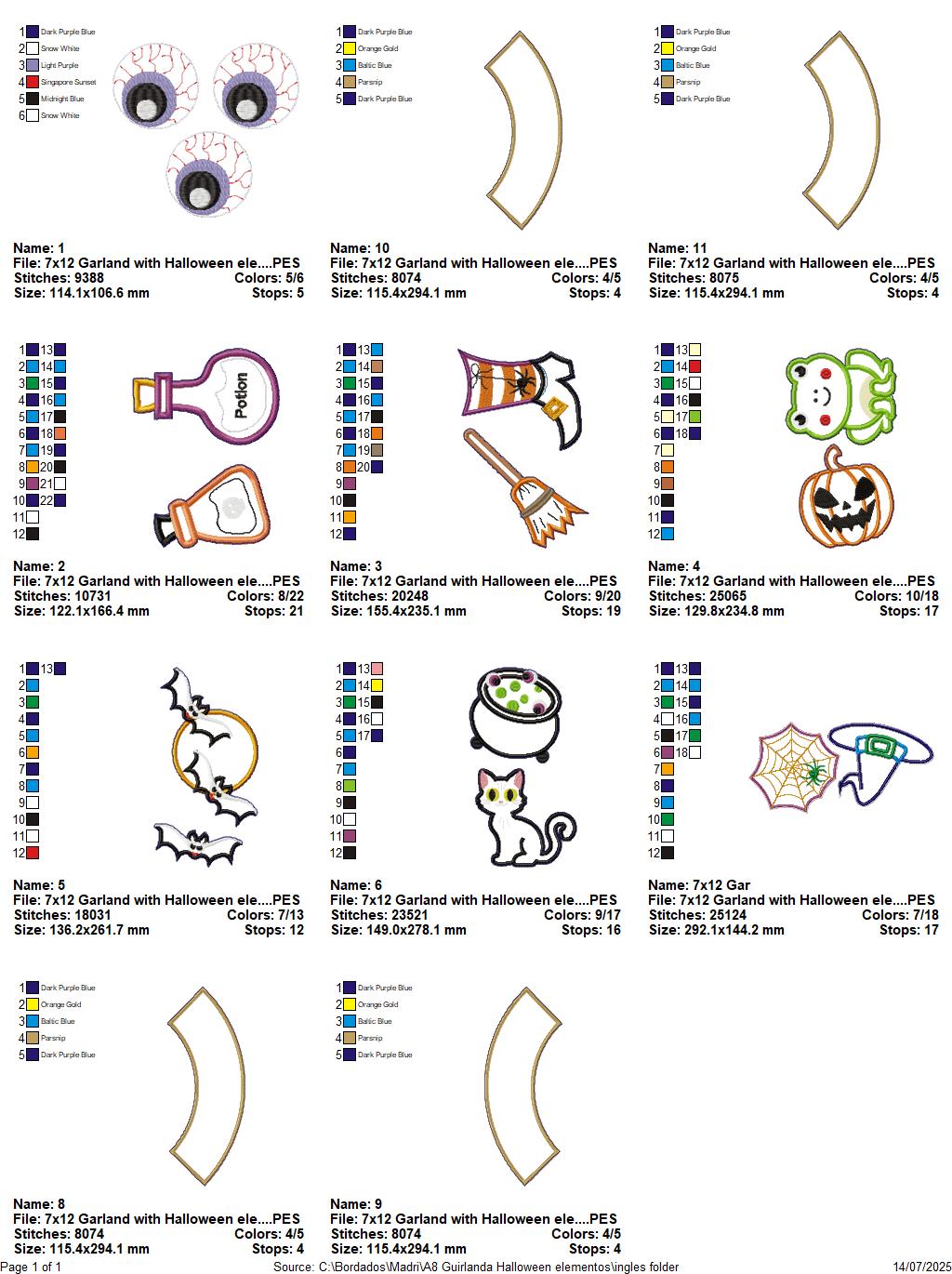 Halloween Elements Wreath – ITH Project – Machine Embroidery Design