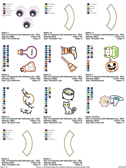 Halloween Elements Wreath – ITH Project – Machine Embroidery Design