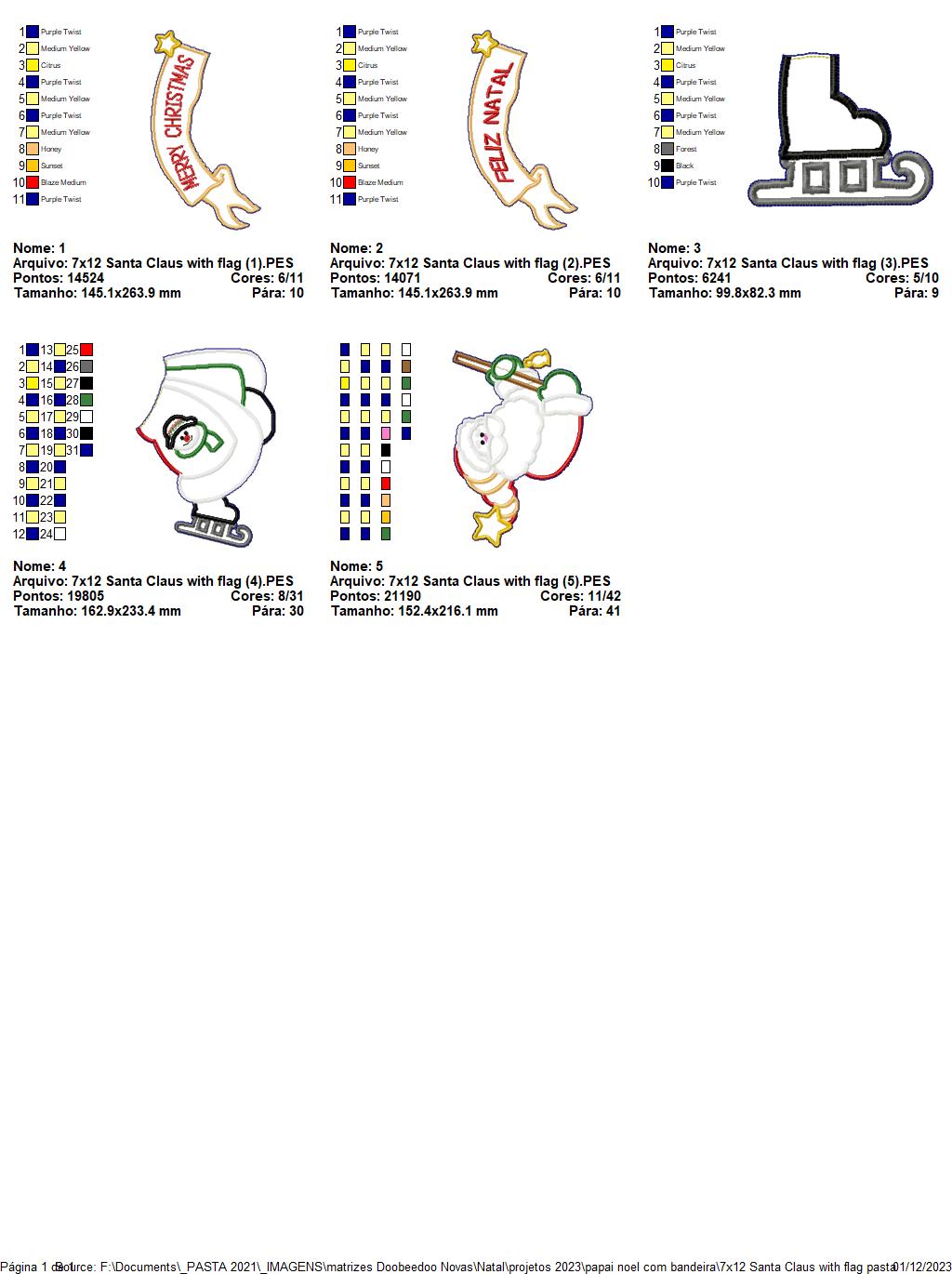 Santa Claus with Flag - ITH Project - Machine Embroidery Design
