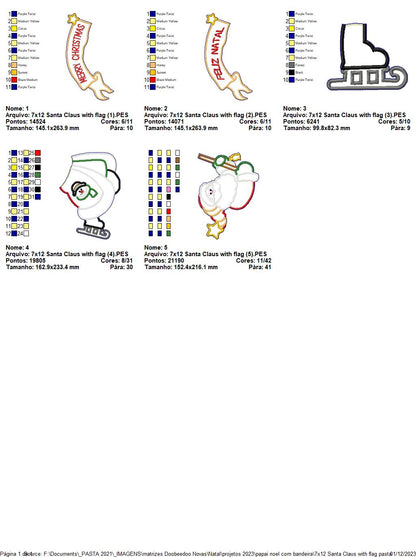 Santa Claus with Flag - ITH Project - Machine Embroidery Design