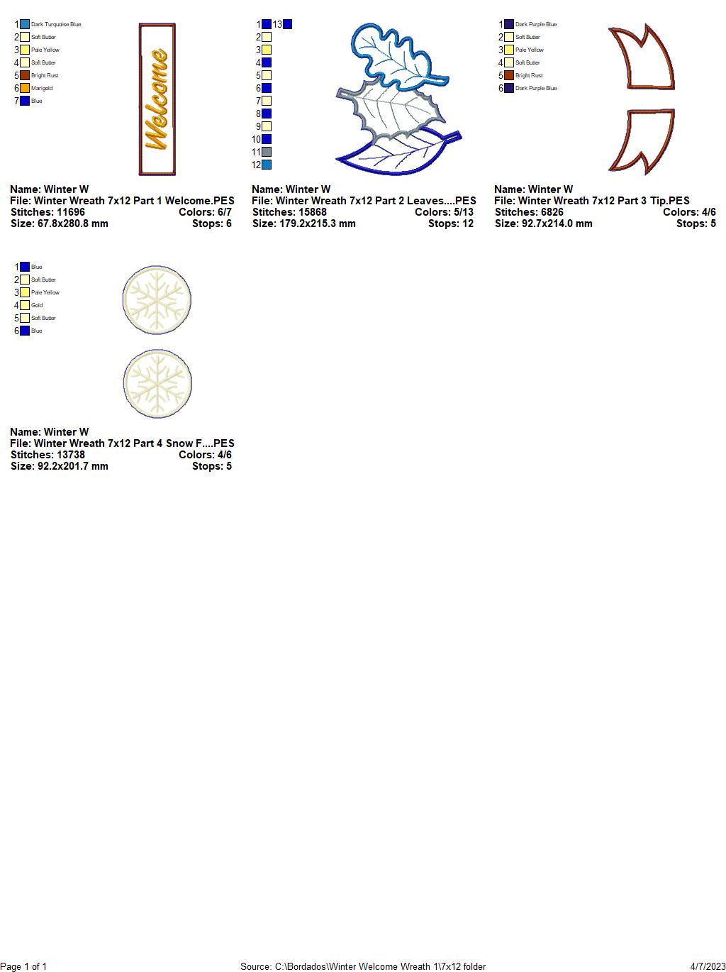 Winter Leaves Wreath - ITH Project - Machine Embroidery Design