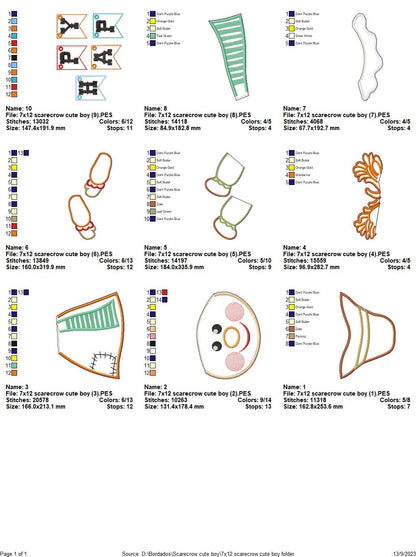 Scarecrow boy Door Ornament - ITH Project - Machine Embroidery Design