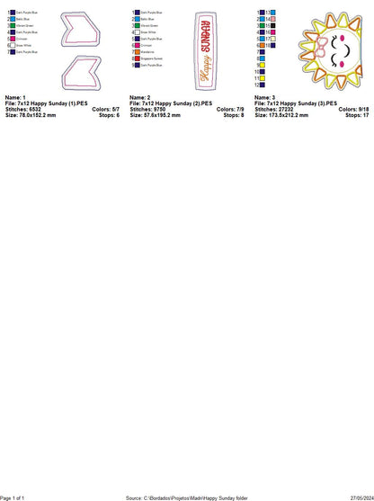 Sun Sunday Ornament - ITH Project - Machine Embroidery Design