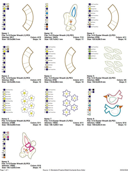 Flower garland with rabbits - ITH Project - Machine Embroidery Design