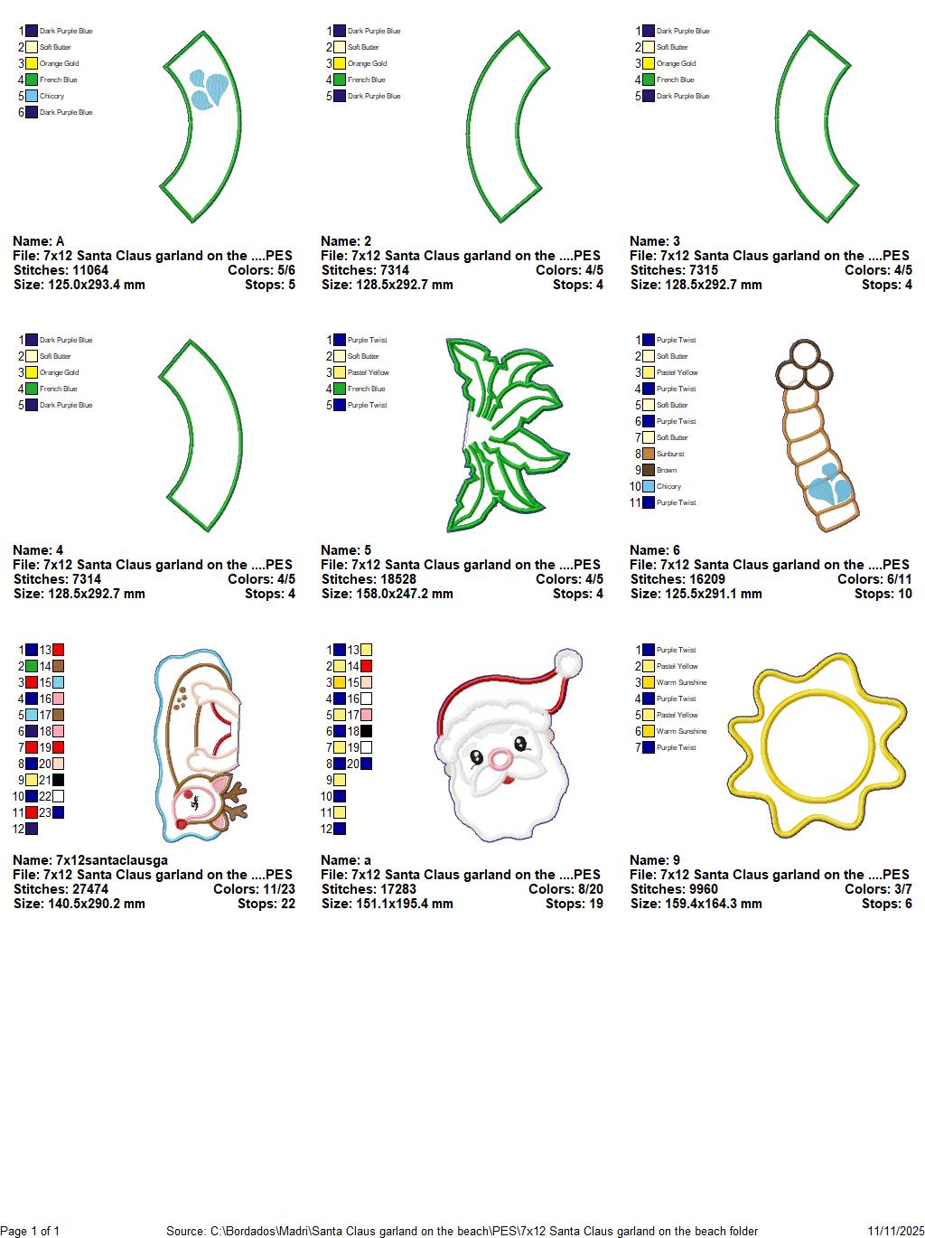 Tropical Santa Claus Christmas Wreath - ITH Project - Machine Embroidery Design