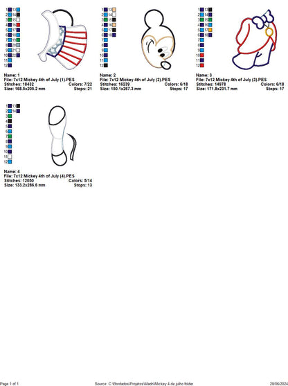 Mickey 4th of July - ITH Project - Machine Embroidery Design