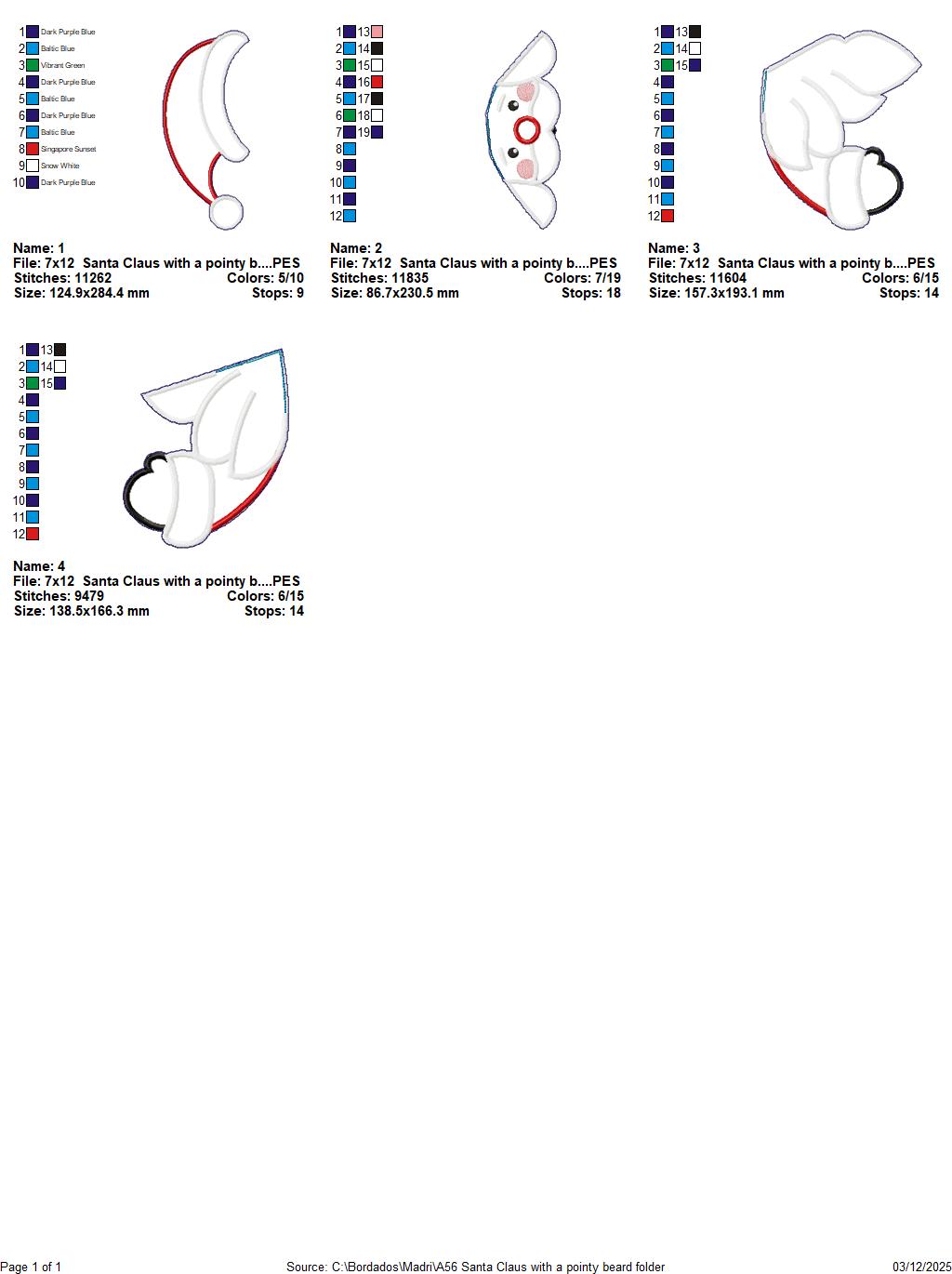 Cute Christmas Santa with a Pointy Beaard – ITH Project – Machine Embroidery Design