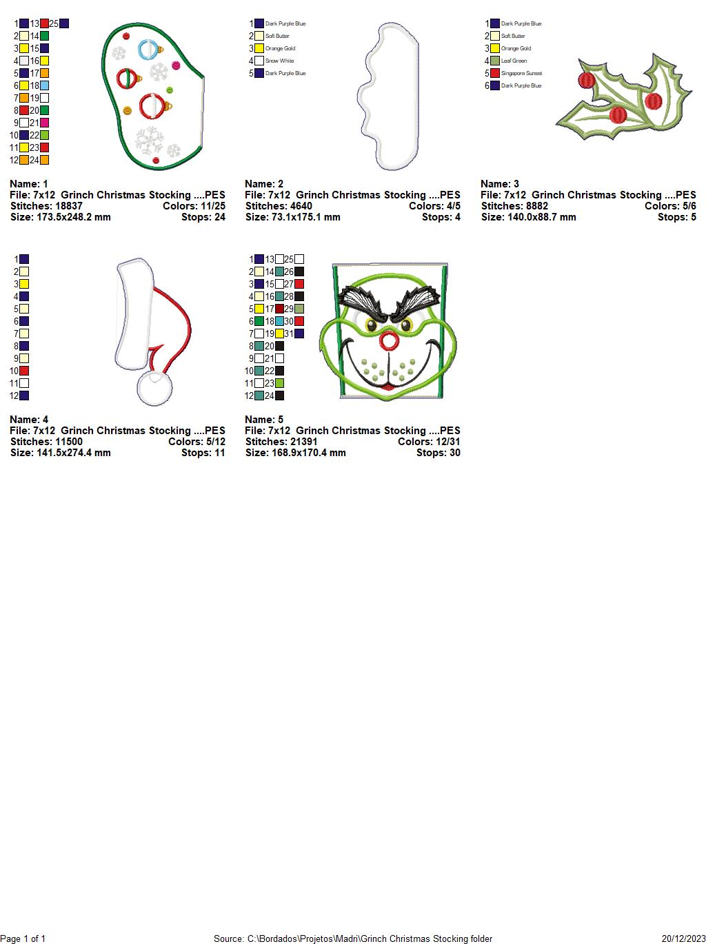 Grinch Christmas Stocking - ITH Project - Machine Embroidery Design