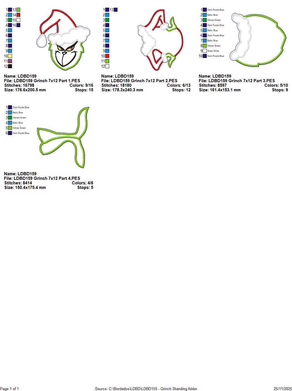 Tall Grinch Door Hanger – ITH Project – Machine Embroidery Design
