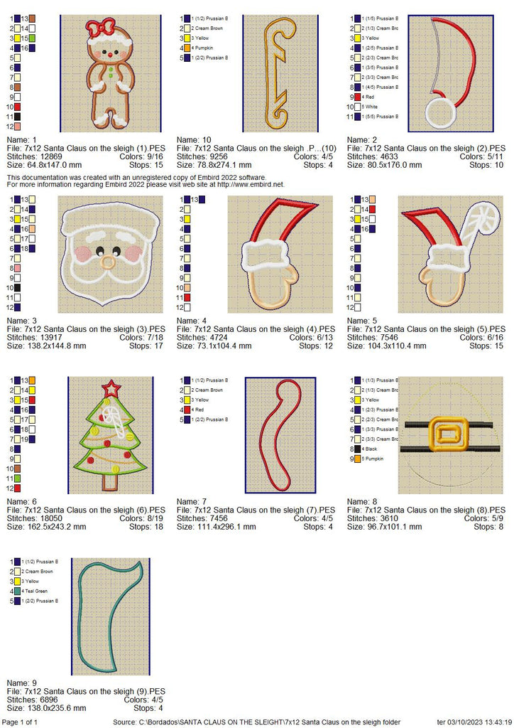 Santa Claus on the Sleight - ITH Project - Machine Embroidery Design