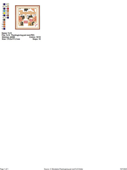 Thanksgiving Hot Pot Rest - ITH Project - Machine Embroidery Design