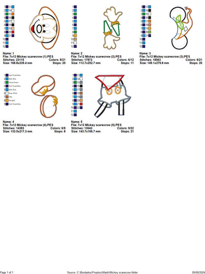 Mickey Scarecrow - ITH Project - Machine Embroidery Design