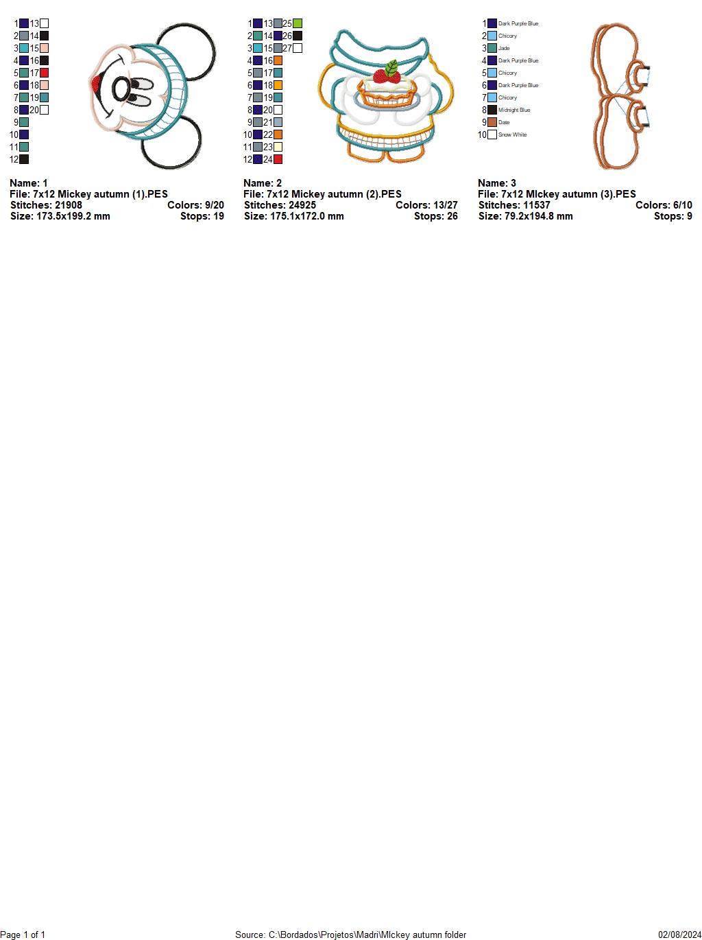 Mickey Autumn - ITH Project - Machine Embroidery Design