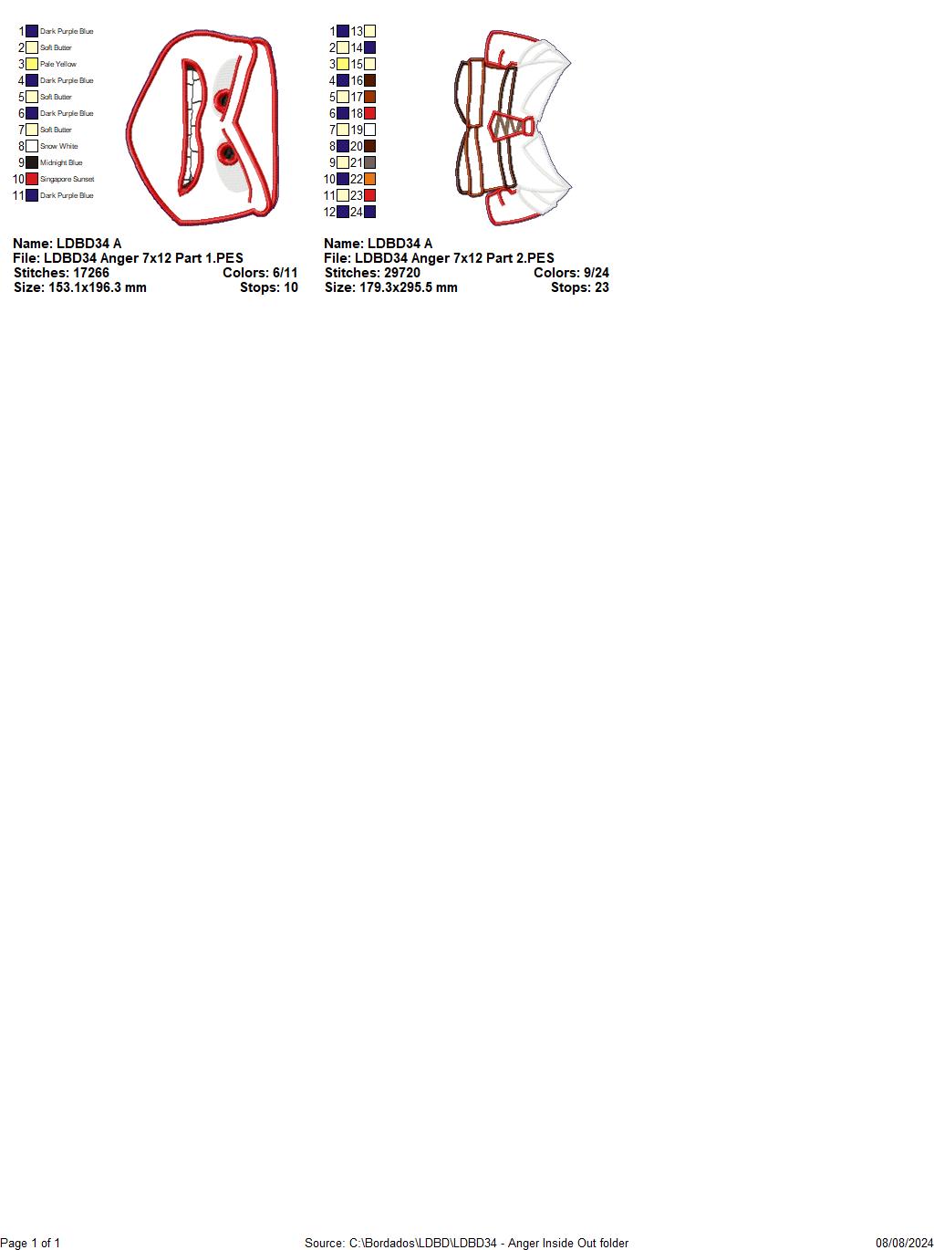 Inside Out Set of 9 Designs - ITH Project - Machine Embroidery Design