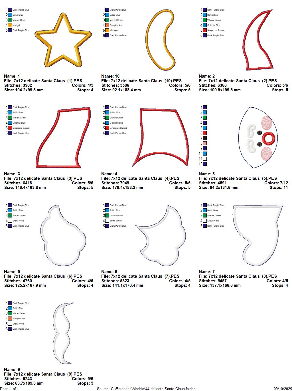 🎅 Santa Hat with Star – ITH Project – Machine Embroidery Design