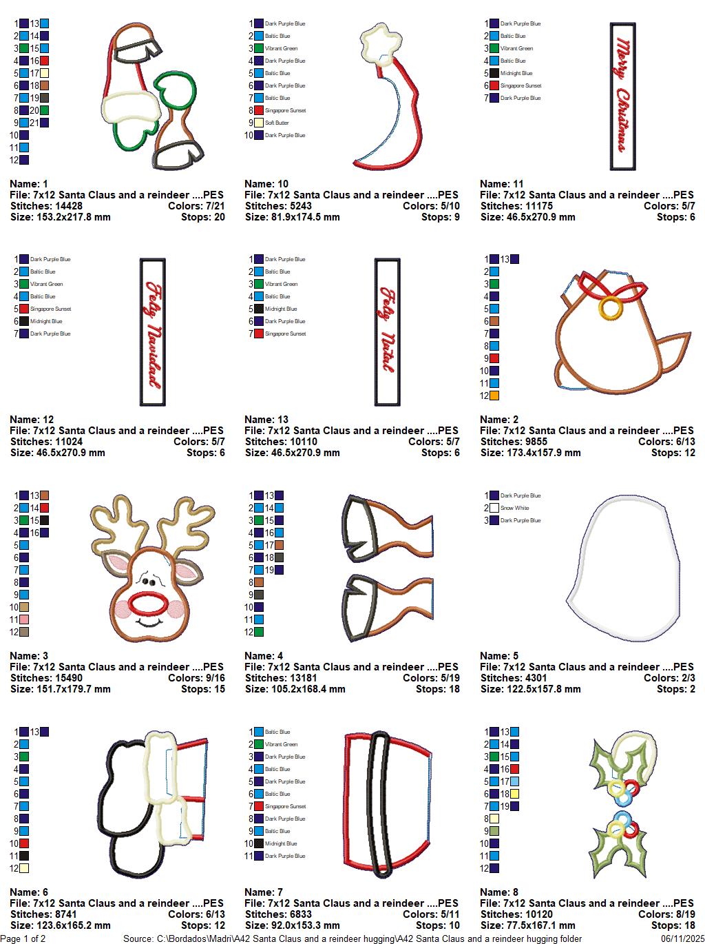 Santa and Reindeer – ITH Project – Machine Embroidery Design