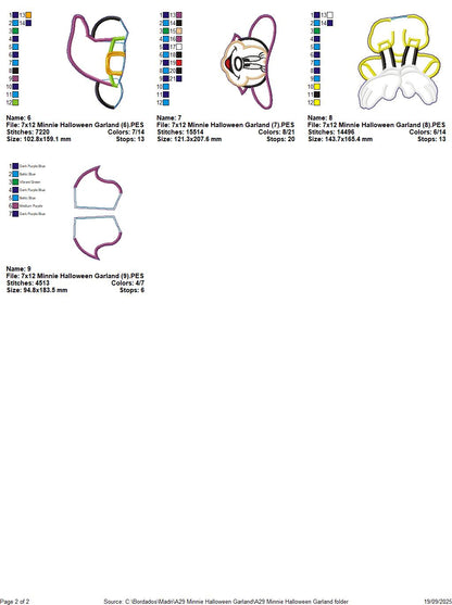 Minnie Halloween Wreath - ITH Project - Machine Embroidery Design