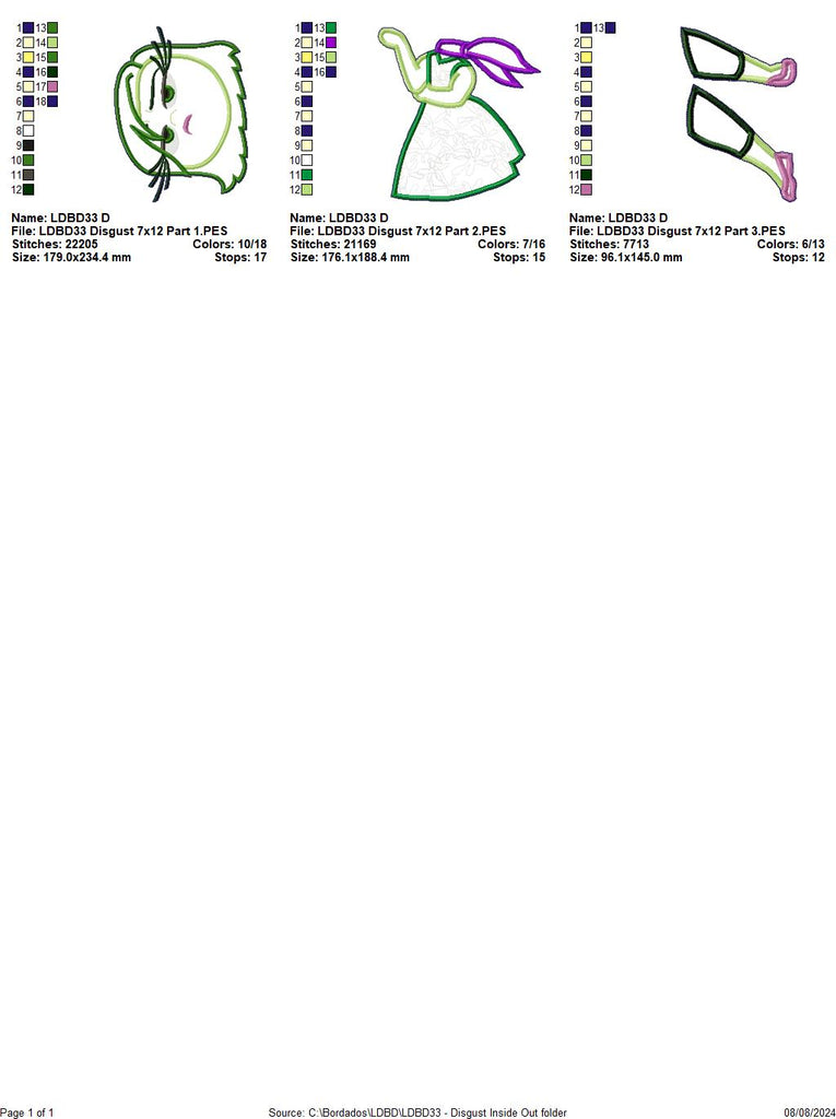 Disgust Inside Out - ITH Project - Machine Embroidery Design