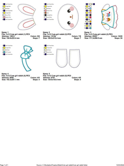 Cute Girl Rabbit - ITH Project - Machine Embroidery Design
