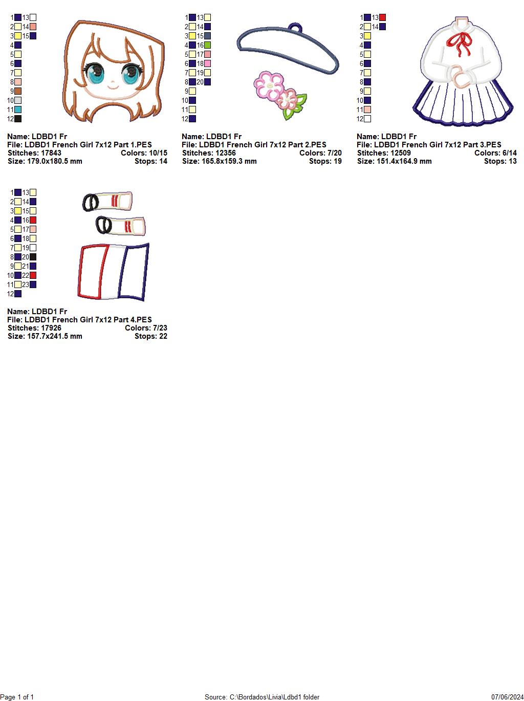 French Girl - ITH Project - Machine Embroidery Design