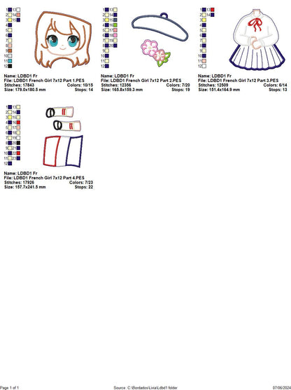 French Girl - ITH Project - Machine Embroidery Design