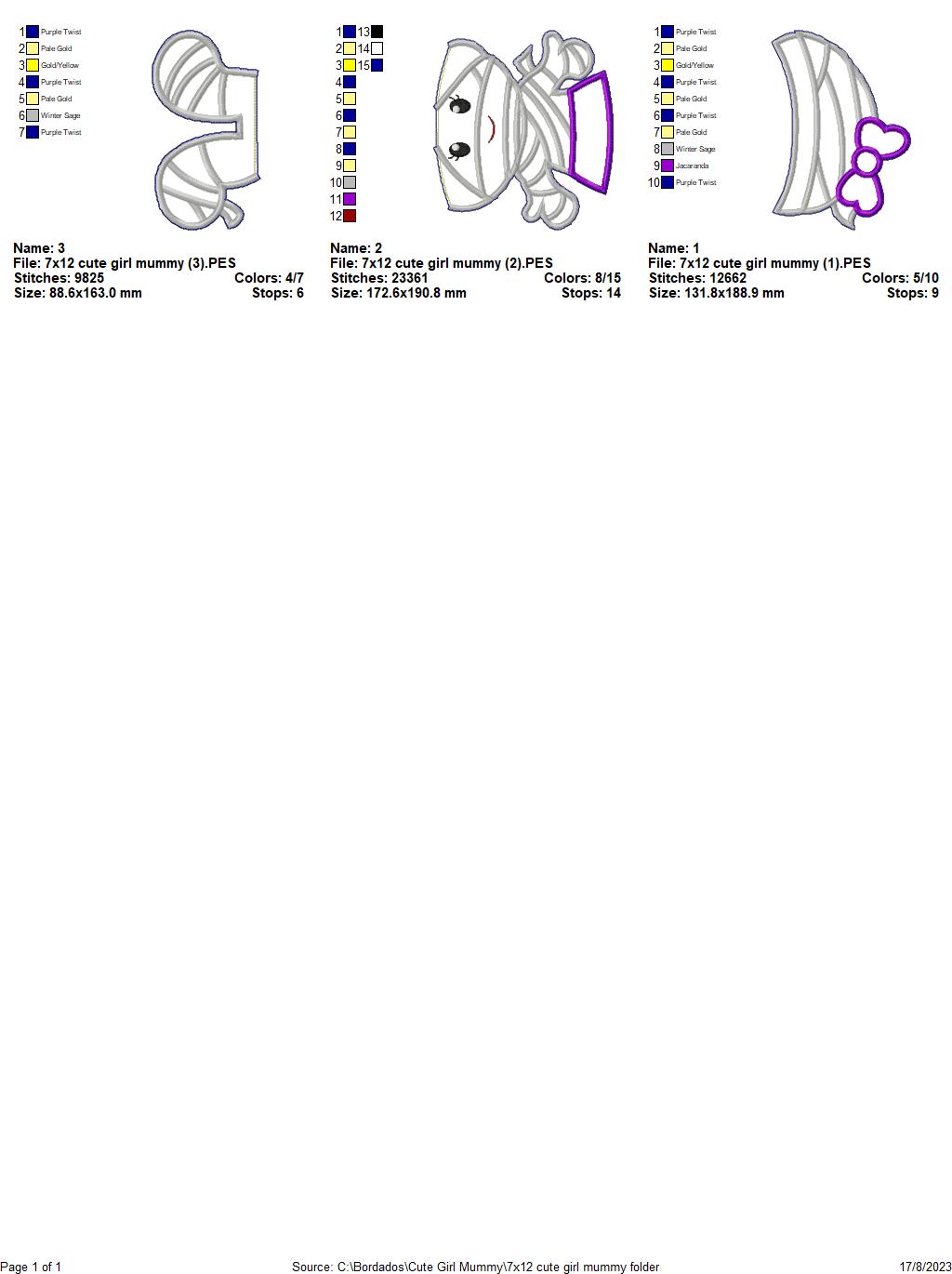Mummies Kids Halloween Set - ITH Project - Machine Embroidery Design