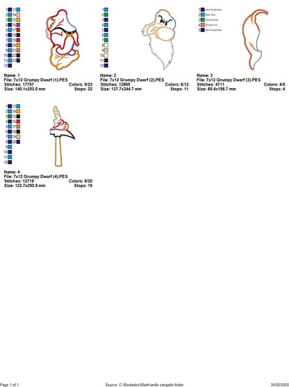 Grumpy Dwarf Ornament - ITH Project - Machine Embroidery Design