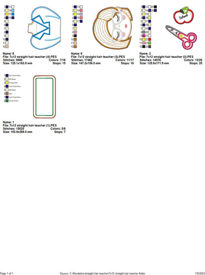 Straight Hair Teacher - ITH Project - Machine Embroidery Design