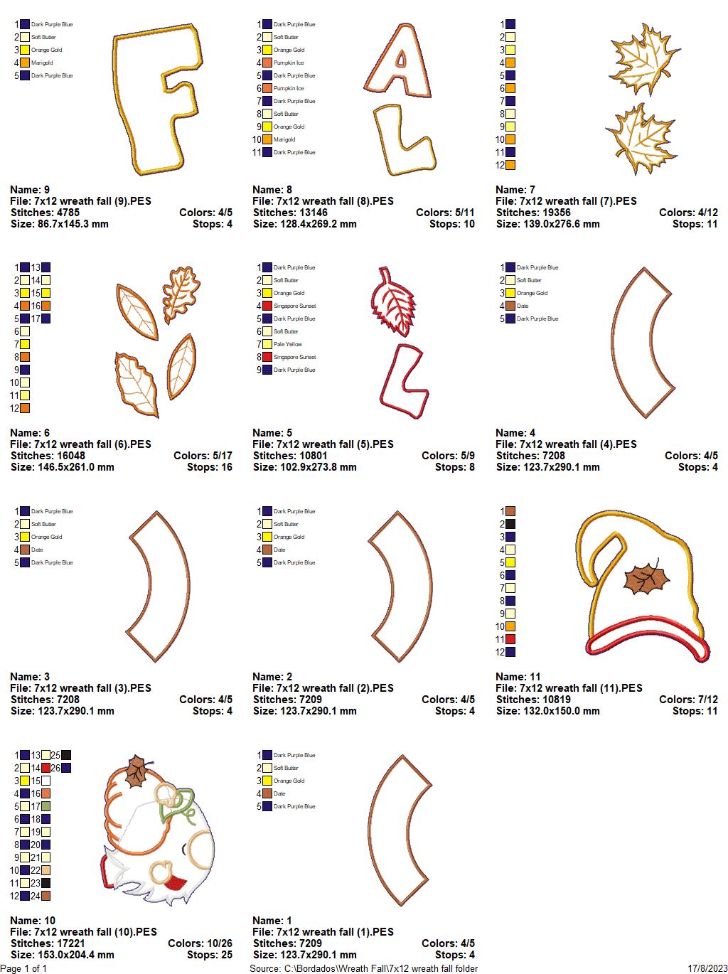 Autumn Gnome Wreath - ITH Project - Machine Embroidery Design