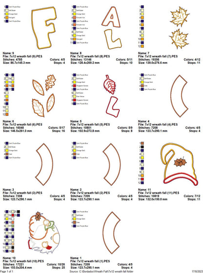 Autumn Gnome Wreath - ITH Project - Machine Embroidery Design