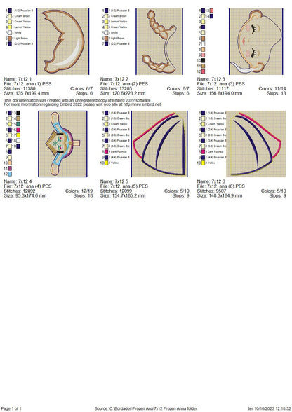 Princess Anna Frozen Ornament - ITH Project - Machine Embroidery Design