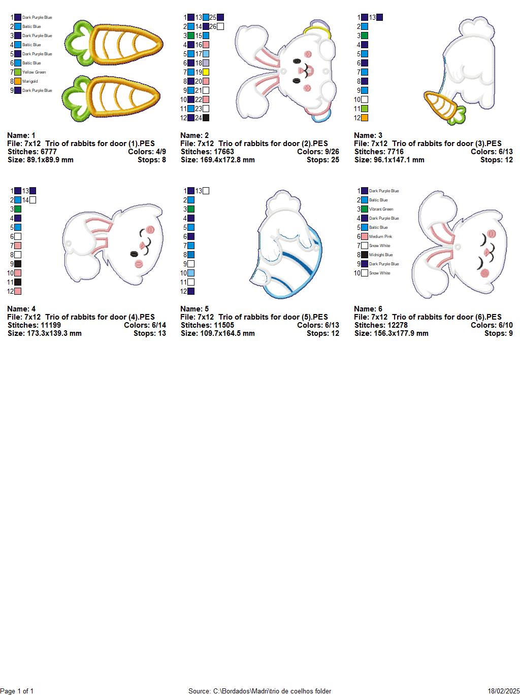 Trio of rabbits for door - ITH Project - Machine Embroidery Design