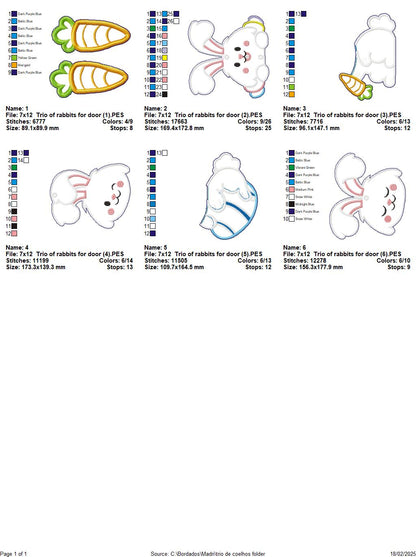 Trio of rabbits for door - ITH Project - Machine Embroidery Design