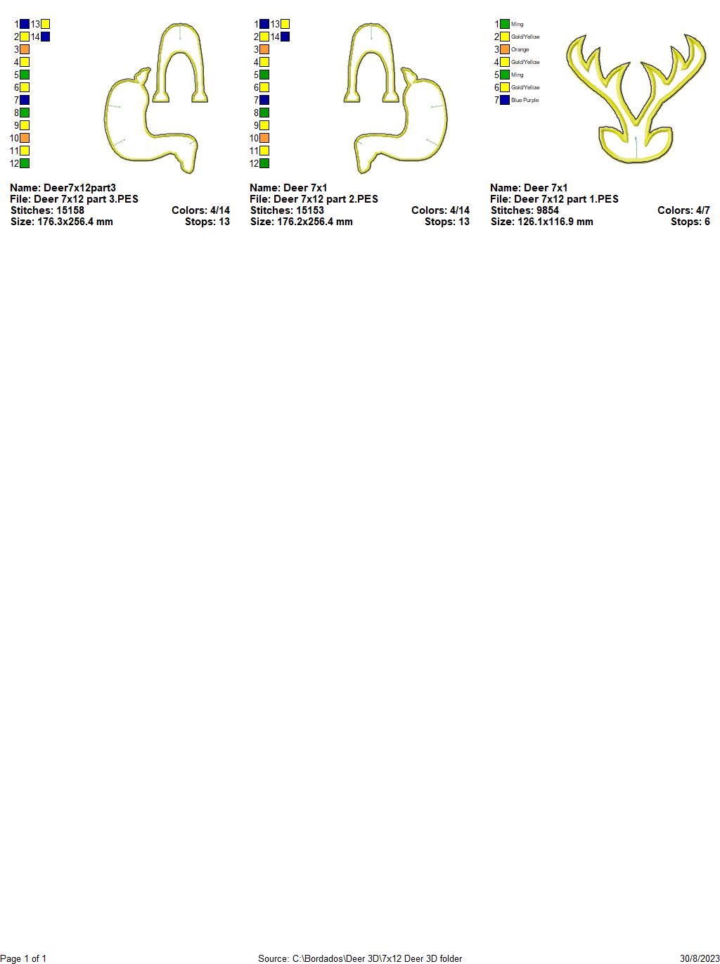 Deer 3D Project - ITH Project - Machine Embroidery Design