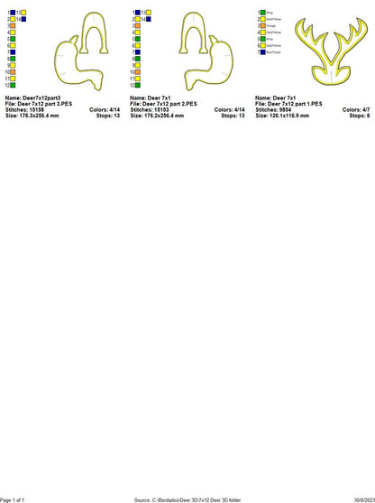 Deer 3D Project - ITH Project - Machine Embroidery Design